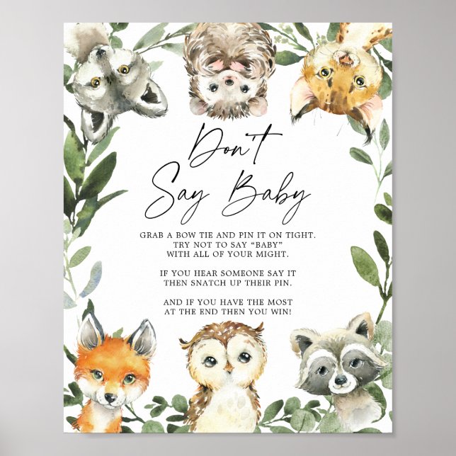 Kleine Woodland Babydusche Sage kein Baby-Zeichen Poster (Vorne)