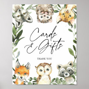 Kleine Woodland Babyduschkarten und Geschenkschild Poster
