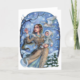 Kleine Wunder Elven geklappte Grußkarte Winter Karte