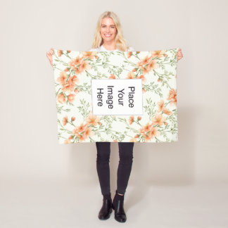 Kleine Wurfdecke, Pfirsichblüten, Name/Bild hinzuf Fleecedecke
