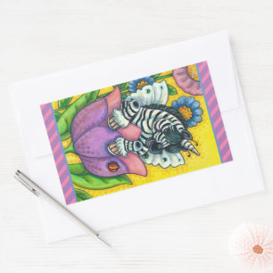 KLEINE ZEBO WHIMSYNICKER, ZEBRA UNICORN Fantasy Rechteckiger Aufkleber