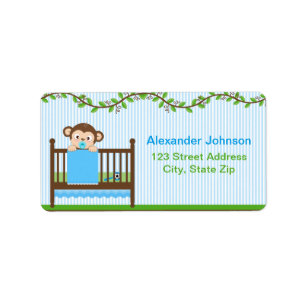 Kleiner Affe in einem Crib Boy Address Labels Adressaufkleber