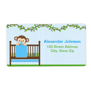 Kleiner Affe in einem Crib Boy Shipping Labels