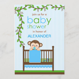 Kleiner Affe in einer Kinderkrippe-Babydusche Einladung