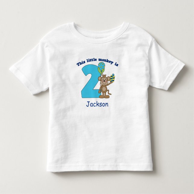 Kleiner Affe Kinder 2. Geburtstag Personalisiert Kleinkind T-shirt (Vorderseite)