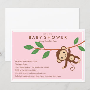 Kleiner Affe - Rosa   Baby Shower Einladung