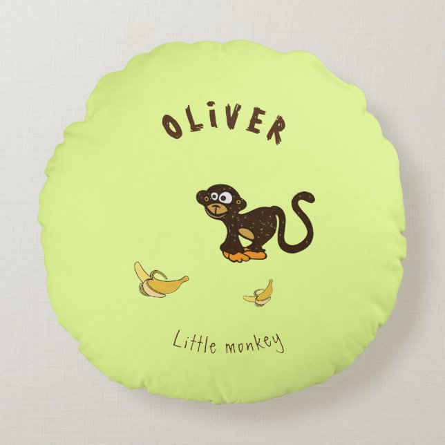 Kleiner Affe Rundes Kissen (Vorderseite)