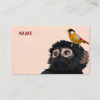 KLEINER AFFE UND GOLDENER VOGEL GESCHÄFTSKARTE VISITENKARTE