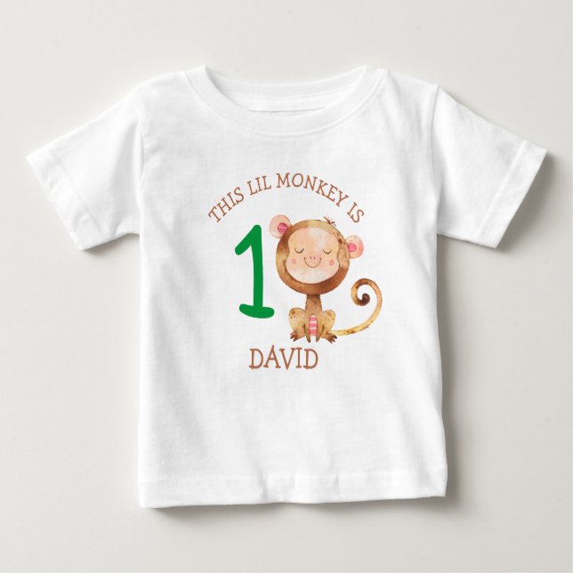 Kleiner Affenjunge zum ersten Geburtstag Baby T-shirt (Vorderseite)