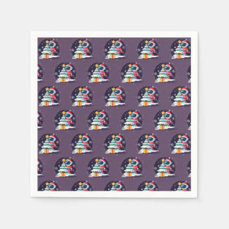 Kleiner Astronaut dekoriert Weihnachtsbaum Serviette