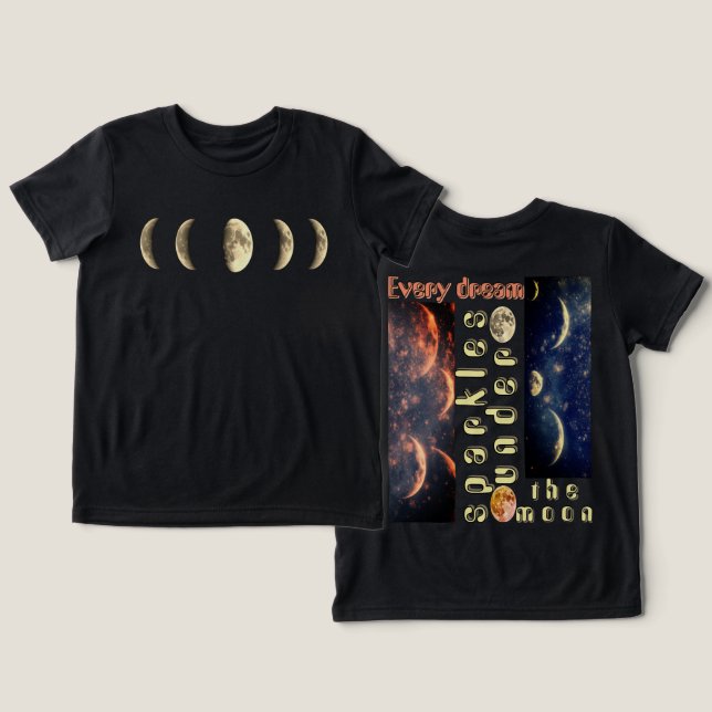 Kleiner Astronautenmond T - Shirt Kinder kosmisch (Design Vorderseite & Rückseite)