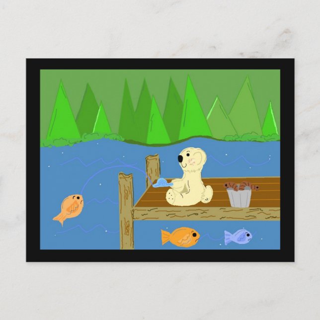 Kleiner Bär auf dem Dock Postkarte (Vorderseite)