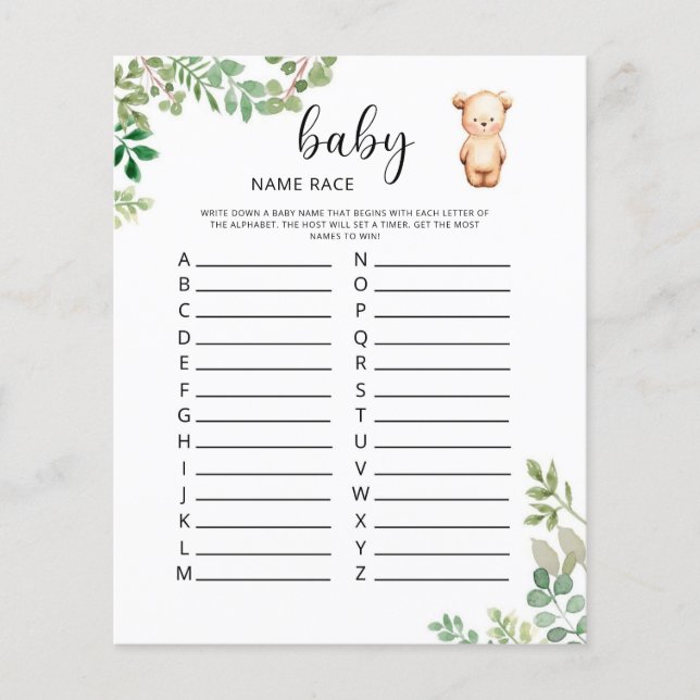 Kleiner Bär Baby Name Rennen (Vorderseite)