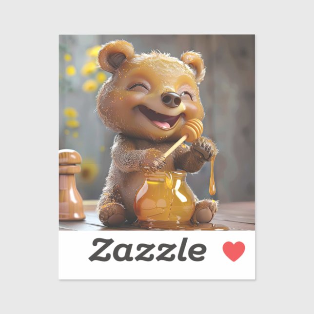 Kleiner Bär frisst Honig Aufkleber (Blatt)