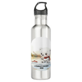 Kleiner Bär hat endlich einen Fisch angelandet Edelstahlflasche