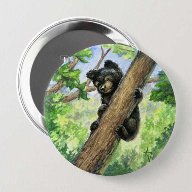 Kleiner Bär mit Aussicht Button (Vorne & Hinten)
