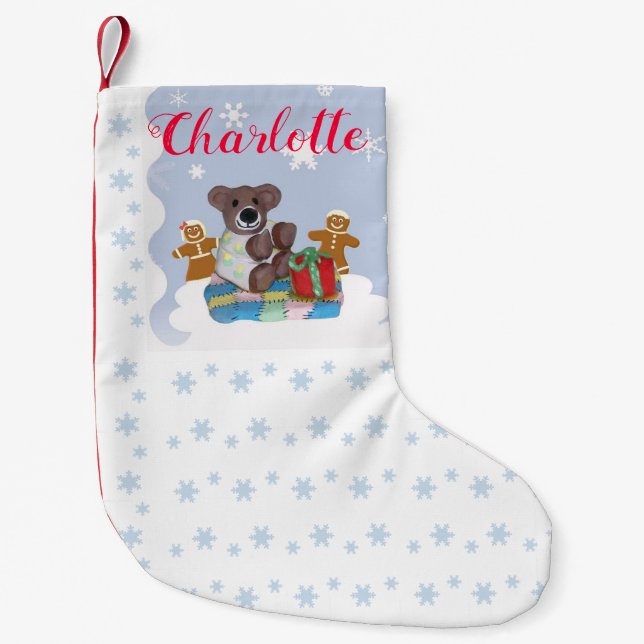 Kleiner Bär Personalisierter WeihnachtsStrumpf (Vorderseite)
