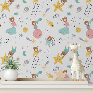 Kleiner Bär Sternchen Fantasie-Kinderzimmer Tapete