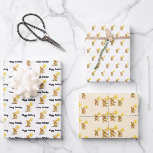 Kleiner Bär, Teddybär, Geburtstag, Babydusche, Geschenkpapier Set