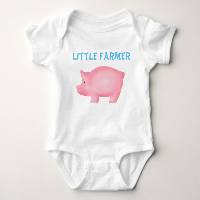 Kleiner Bauer Pig Custom Bodysuit Baby Strampler (Vorderseite)