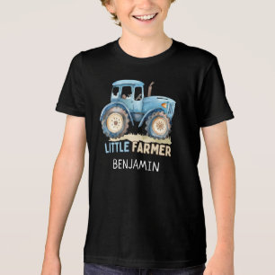 Kleiner Bauer Vintage Blau Traktor Kinder Bauernho Tri-Blend Shirt