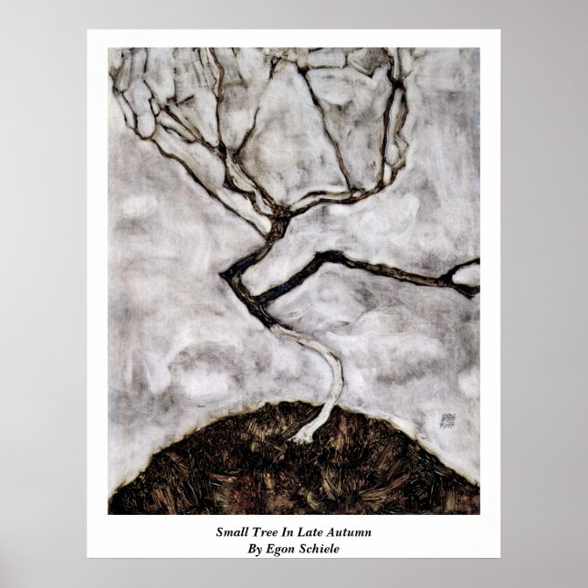 Kleiner Baum im Spätherbst von Egon Schiele Poster (Vorne)