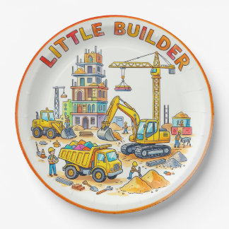 "Kleiner Baumeister" Kinderbaustelle aus Papierpla Pappteller