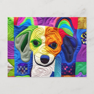 Kleiner Beagle-Welpe-Quilt wie Design Postkarte