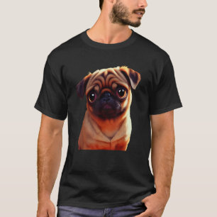 Kleiner bezaubernder brauner Pug-Welpe Ölmalerei H T-Shirt