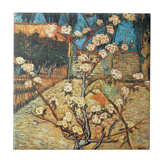 Kleiner Birnbaum in Bloom von Vincent van Gogh Fliese (Vorderseite)
