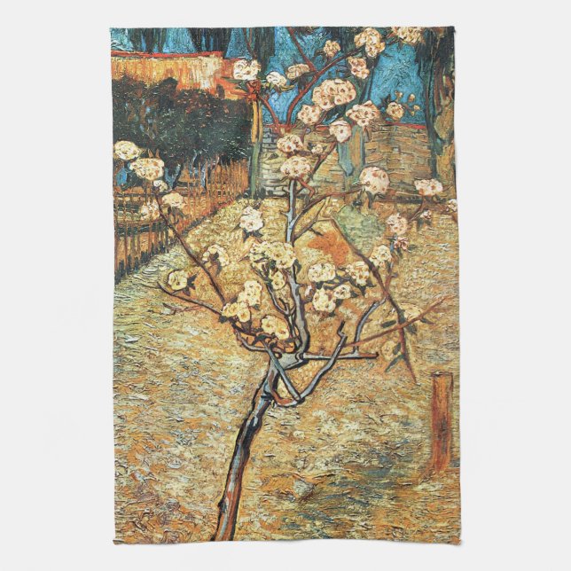 Kleiner Birnbaum in Bloom von Vincent van Gogh Geschirrtuch (Vertikal)