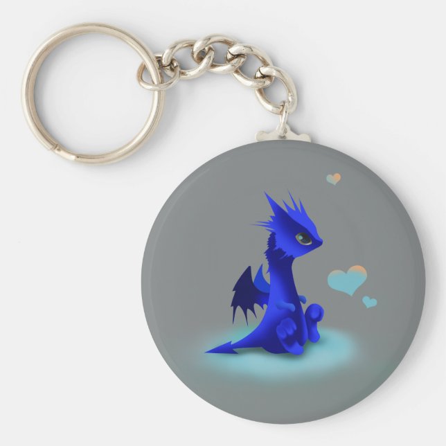 Kleiner blauer Drache der Liebe Schlüsselanhänger (Vorne)