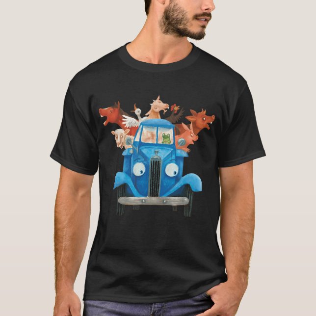 Kleiner blauer LKW mit Landtieren Klassische Illus T-Shirt (Vorderseite)
