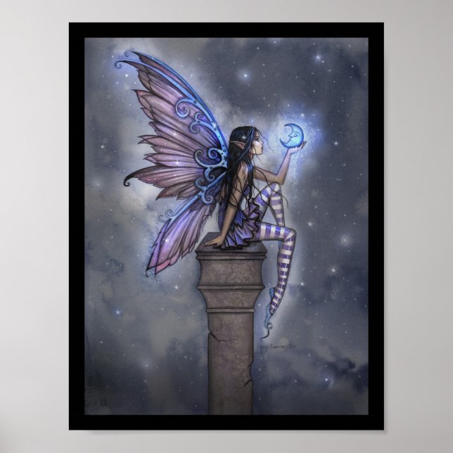 Kleiner blauer Mond Fantasy-Fee-Poster Poster (Vorne)