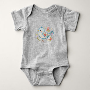 Kleiner blauer Vogel Blumen-Body für Babys Baby Strampler