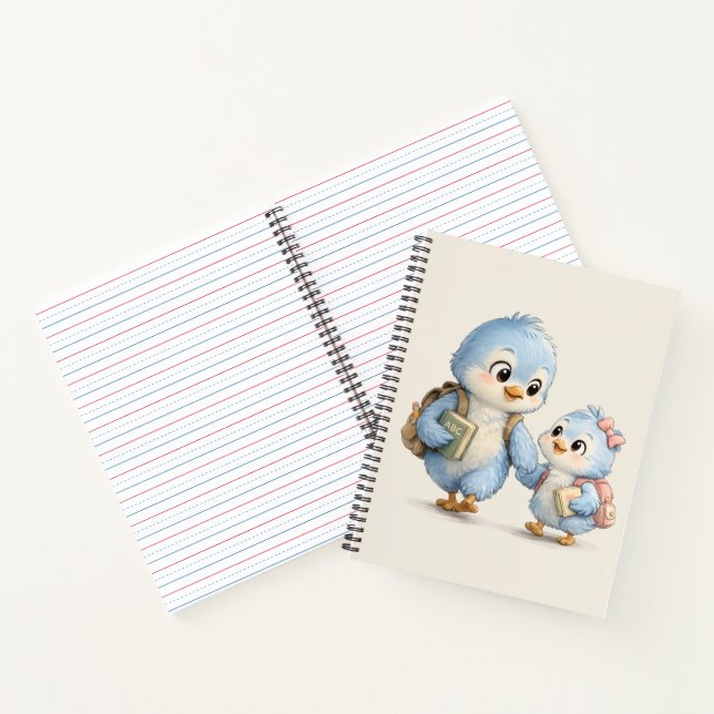 Kleiner blauer Vogel Bruder Schreibheft Notizbuch (Innenseite)
