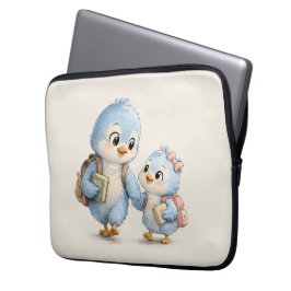 Kleiner blauer Vogel-Geschwister Laptop-Hülle Laptopschutzhülle
