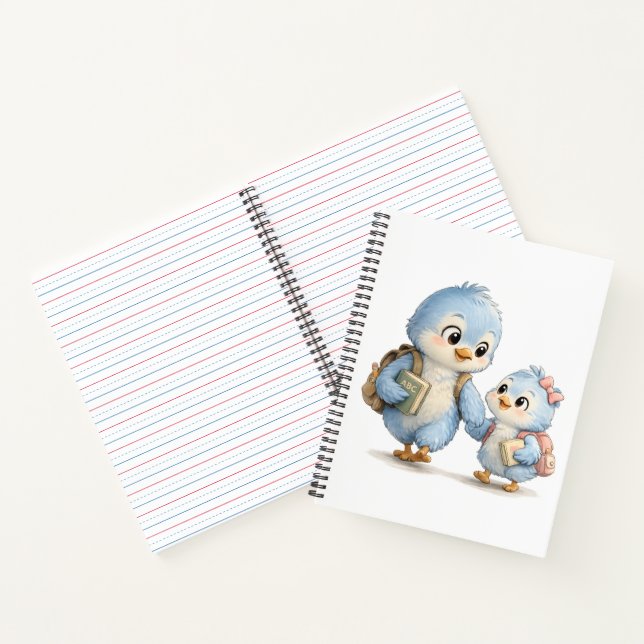 Kleiner blauer Vogel Schreibheft Notizbuch (Innenseite)