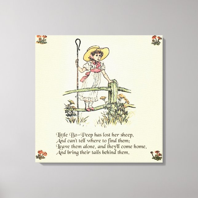 Kleiner Bo-Peep: Klassisches Kate Greenaway-Kinder Leinwanddruck (Vorderseite)