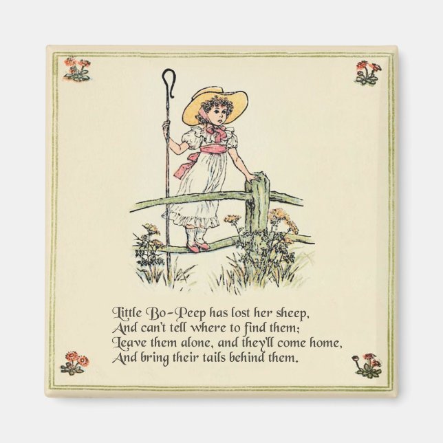 Kleiner Bo-Peep: Klassisches Kate Greenaway-Kinder Magnet (Vorne)