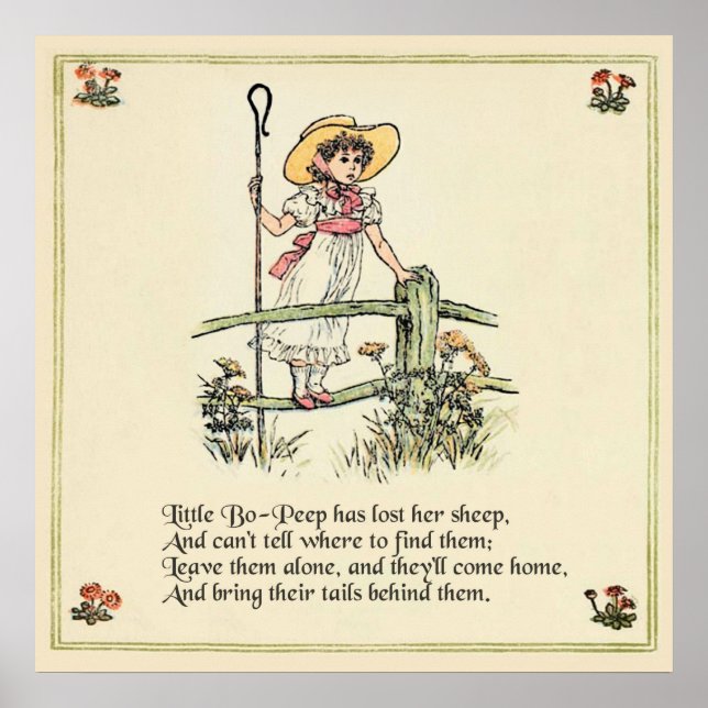 Kleiner Bo-Peep: Klassisches Kate Greenaway-Kinder Poster (Vorne)