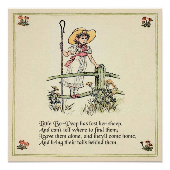 Kleiner Bo-Peep: Klassisches Kate Greenaway-Kinder Poster (Vorderseite)