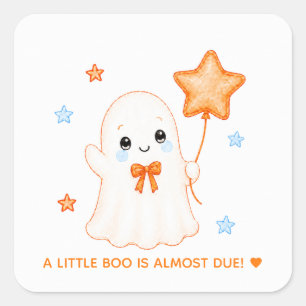 Kleiner Boo-Geist Orange Halloween-Babyparty Quadratischer Aufkleber