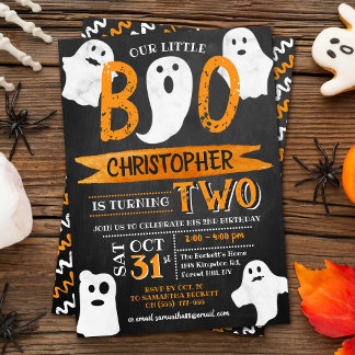Kleiner Boo! Halloween 2. Geburtstag Einladung