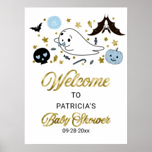 Kleiner Boo Halloween-Baby-Shower-Willkommensschil Poster