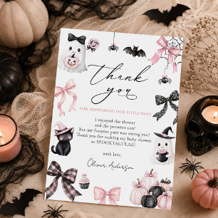 Kleiner Boo Halloween-Geistermädchen Baby Shower Dankeskarte