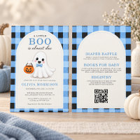 Kleiner Boo-Junge Geist Blaues Schleifen QR-Code B