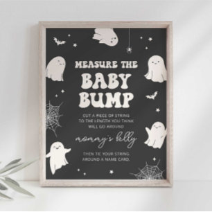 Kleiner Boo misst den Babybauch Baby Shower Schild