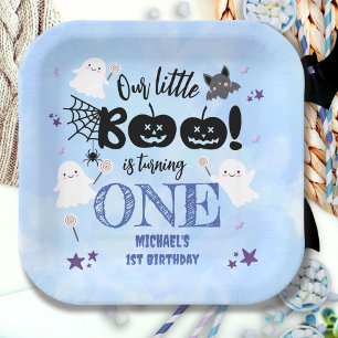Kleiner Boo! Niedlich Blue Boy Halloween 1. Geburt Pappteller