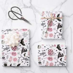 Kleiner Boo Pink Mädchen Halloween Geburtstag Geschenkpapier Set